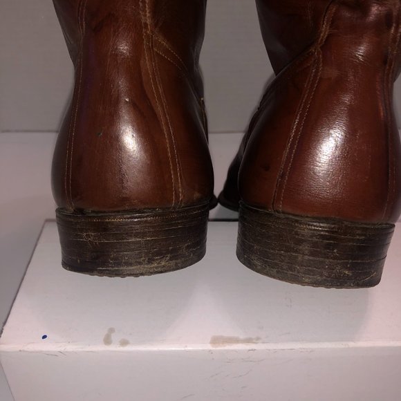 Handmade Men's Brown Leather Boots Size 6 low Round Toe heel - Picture 7 of 12